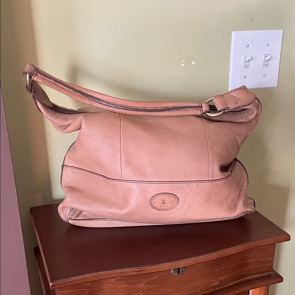 Fossil Tan Leather Hobo Bag